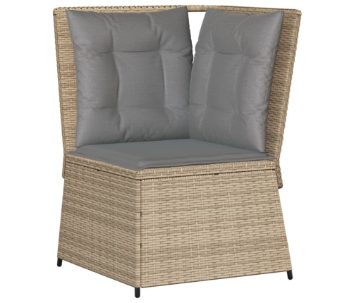 Set muebles de jardín 5 pzas con cojines ratán sintético beige