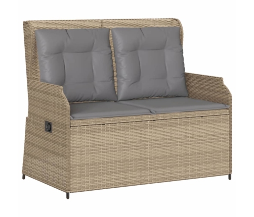Set muebles de jardín 3 piezas y cojines ratán sintético beige