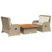 Set muebles de jardín 3 piezas y cojines ratán sintético beige