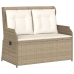 Set muebles de jardín 3 piezas y cojines ratán sintético beige