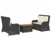 Set de muebles de jardín 3 pzas y cojines ratán sintético negro