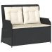 Set de muebles de jardín 3 pzas y cojines ratán sintético negro