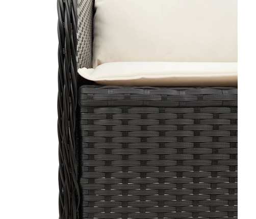 Set de muebles de jardín 3 pzas y cojines ratán sintético negro