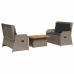 Set de muebles de jardín 3 pzas y cojines ratán sintético gris