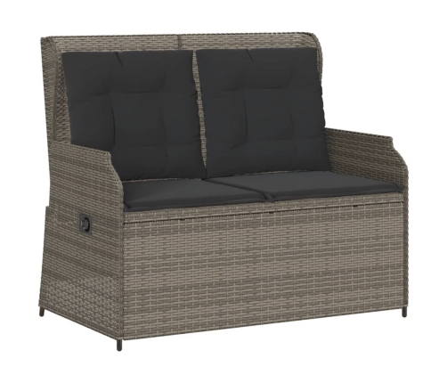 Set de muebles de jardín 3 pzas y cojines ratán sintético gris