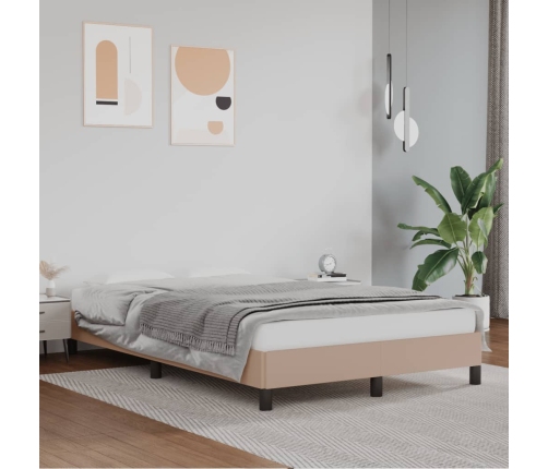 Estructura cama sin colchón cuero sintético capuchino 120x190cm