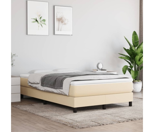 Cama box spring con colchón tela color crema 120x190 cm