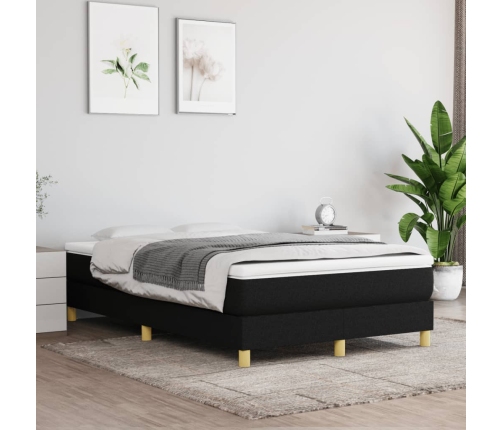 Cama box spring con colchón tela negro 120x190 cm