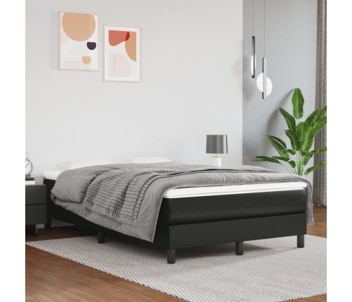 Cama box spring con colchón cuero sintético negro 120x190 cm