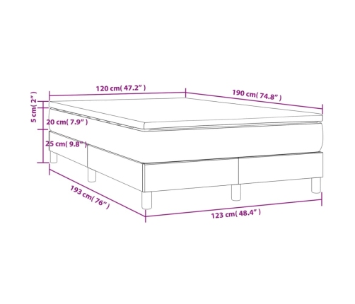 Cama box spring con colchón cuero sintético blanco 120x190 cm