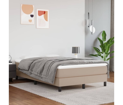 Cama box spring con colchón cuero sintético capuchino 120x190cm