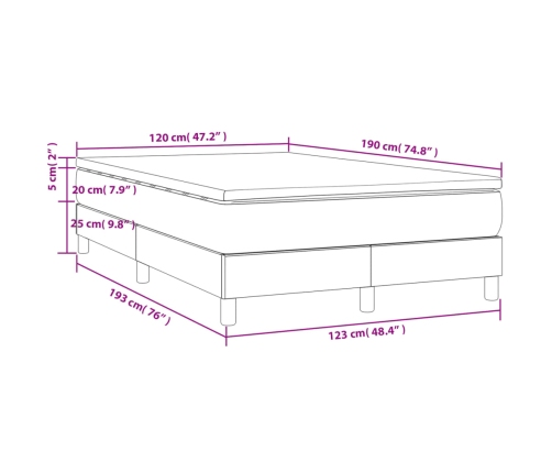 Cama box spring con colchón cuero sintético capuchino 120x190cm