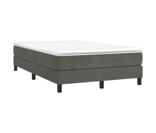 Cama box spring con colchón terciopelo gris oscuro 120x190 cm