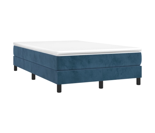 Cama box spring con colchón terciopelo azul oscuro 120x190 cm