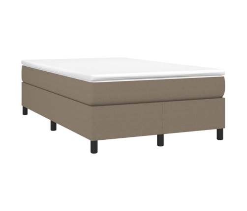 Cama box spring con colchón tela gris taupe 120x190 cm