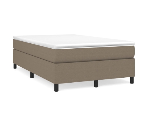 Cama box spring con colchón tela gris taupe 120x190 cm