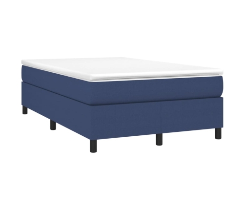 Cama box spring con colchón tela azul 120x190 cm