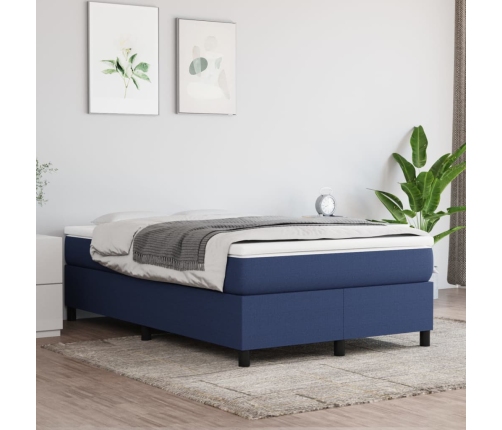 Cama box spring con colchón tela azul 120x190 cm