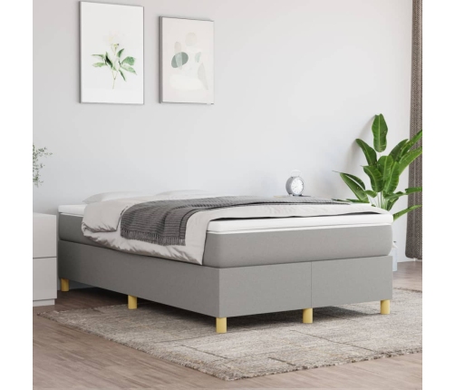 Cama box spring con colchón tela gris claro 120x190 cm