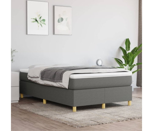 Cama box spring con colchón tela gris oscuro 120x190 cm