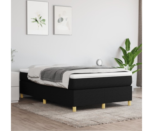 Cama box spring con colchón tela negro 120x190 cm