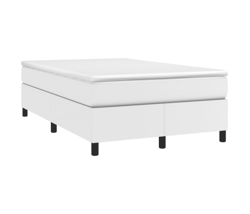 Cama box spring con colchón cuero sintético blanco 120x190 cm