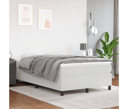 Cama box spring con colchón cuero sintético blanco 120x190 cm