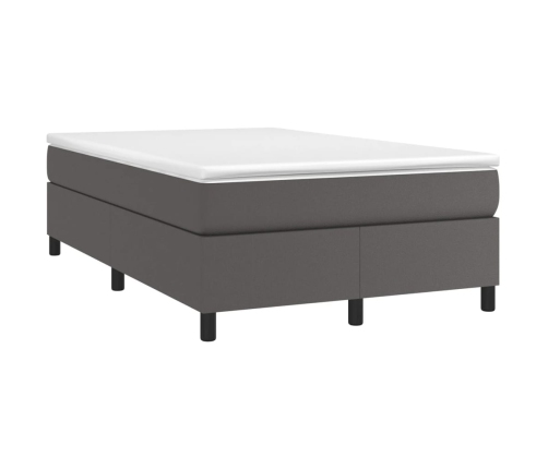 Cama box spring con colchón cuero sintético gris 120x190 cm