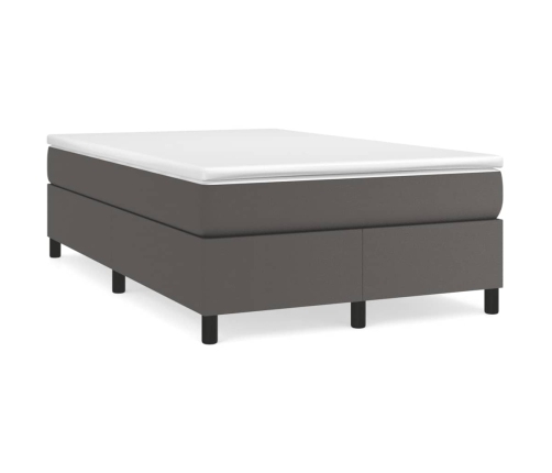 Cama box spring con colchón cuero sintético gris 120x190 cm