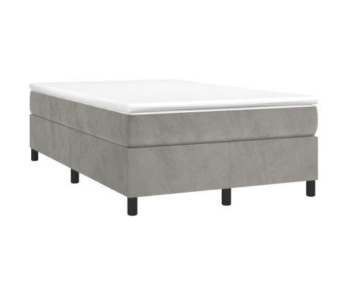 Cama box spring con colchón terciopelo gris claro 120x190 cm