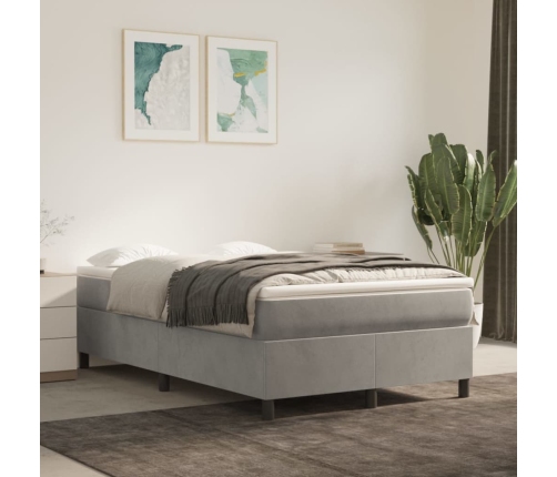 Cama box spring con colchón terciopelo gris claro 120x190 cm