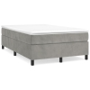 Cama box spring con colchón terciopelo gris claro 120x190 cm