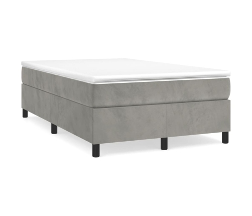 Cama box spring con colchón terciopelo gris claro 120x190 cm