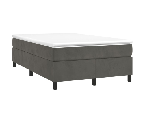 Cama box spring con colchón terciopelo gris oscuro 120x190 cm