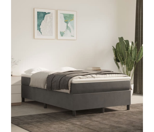 Cama box spring con colchón terciopelo gris oscuro 120x190 cm