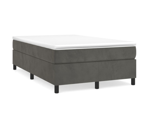 Cama box spring con colchón terciopelo gris oscuro 120x190 cm