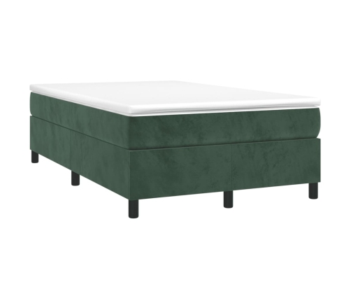 Cama box spring con colchón terciopelo verde oscuro 120x190 cm