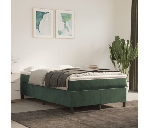 Cama box spring con colchón terciopelo verde oscuro 120x190 cm