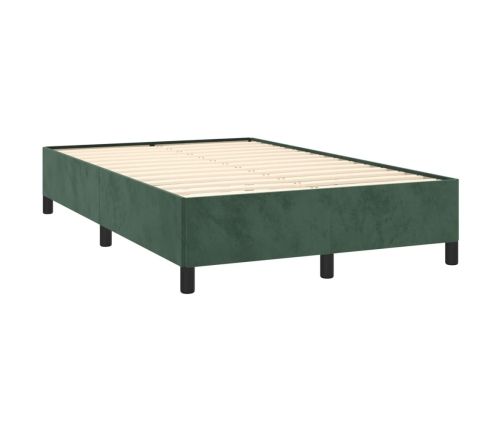 Cama box spring con colchón terciopelo verde oscuro 120x190 cm