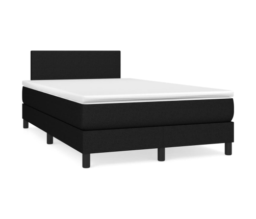 Cama box spring con colchón tela negro 120x190 cm