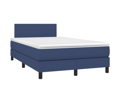 Cama box spring con colchón tela azul 120x190 cm