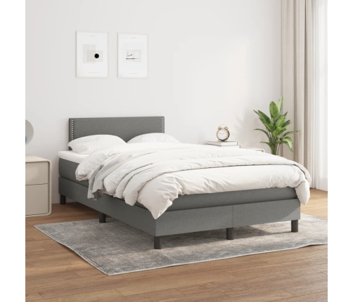 Cama box spring con colchón tela gris oscuro 120x190 cm