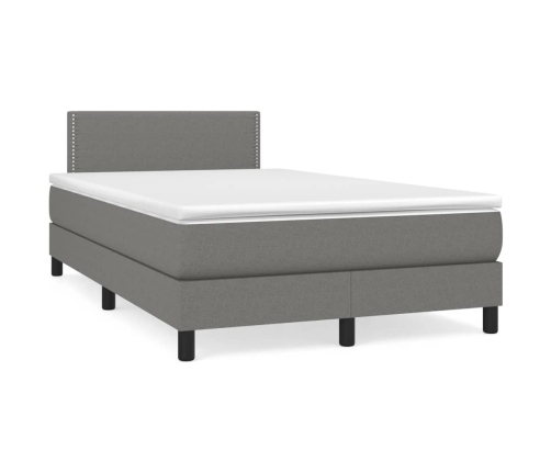 Cama box spring con colchón tela gris oscuro 120x190 cm