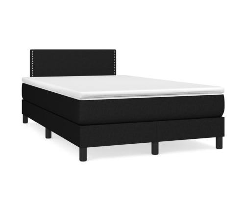 Cama box spring con colchón tela negro 120x190 cm