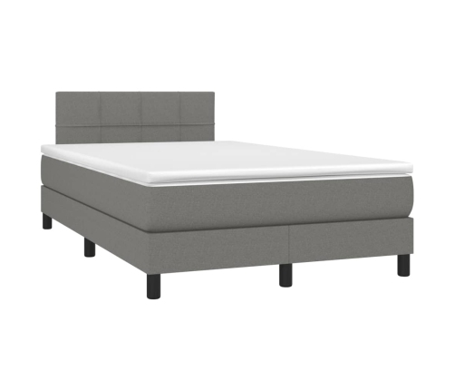 Cama box spring con colchón tela gris oscuro 120x190 cm