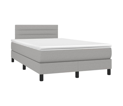 Cama box spring con colchón tela gris claro 120x190 cm