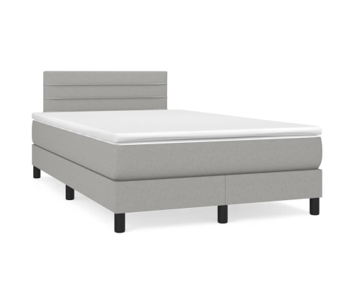 Cama box spring con colchón tela gris claro 120x190 cm