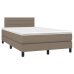 Cama box spring con colchón tela gris taupe 120x190 cm