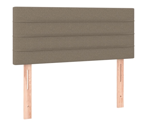 Cama box spring con colchón tela gris taupe 120x190 cm