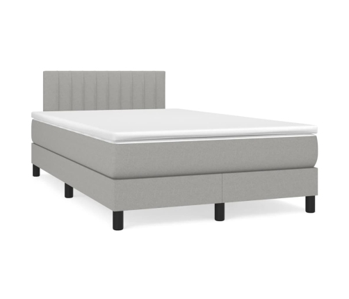 Cama box spring con colchón tela gris claro 120x190 cm